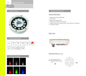 چراغ استخری وسط فواره تک رنگ و فول کالر RGB - Image 2